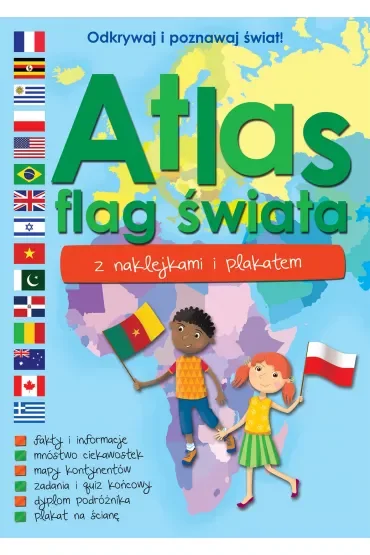 Atlas flag świata z naklejkami i plakatem