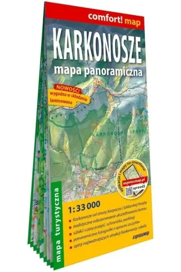 Karkonosze mapa panoramiczna laminowana mapa turystyczna 1:33 000