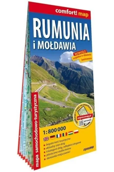 Rumunia i Mołdawia laminowana mapa samochodowa 1:800 000