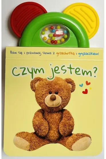 Czym jestem? Żółta. Książeczka z gryzaczkiem i grzechotką