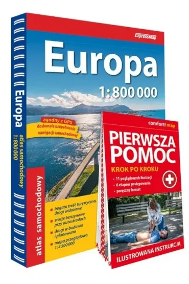 Europa Atlas Samochodowy 1:800 000 + Pierwsza Pomoc 2026/2027