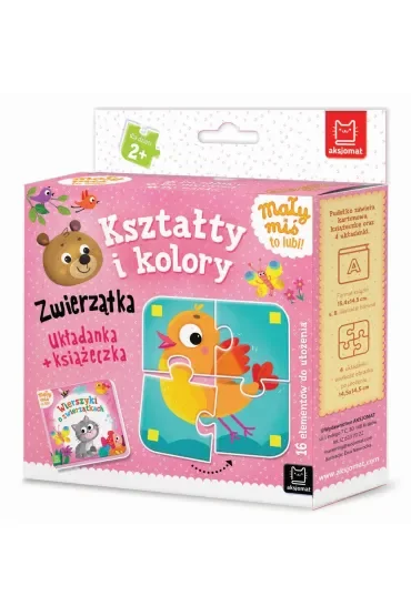 Kształty i kolory. Zwierzątka. Układanka + książeczka. Mały miś to lubi!