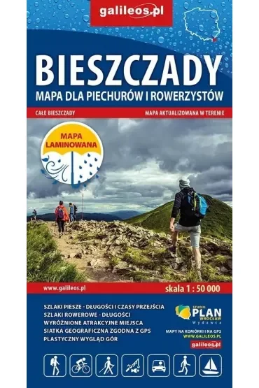 Mapa - Bieszczady dla Rowerzystów i piechurów 1:50 000