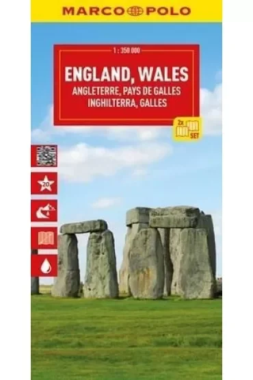 Anglia, Walia. Mapa drogowa w skali 1:350 000