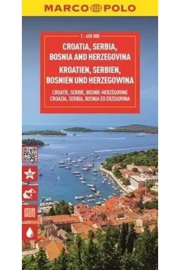 Chorwacja, Serbia, Bośnia i Hercegowina. Mapa drogowa w skali 1:650 000