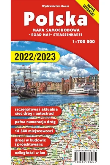 Polska. Mapa samochodowa w skali 1:700 000