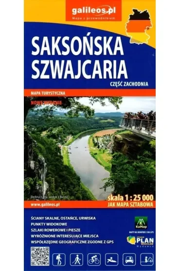 Saksońska Szwajcaria - część zachodnia. Mapa turystyczna w skali 1:25 000