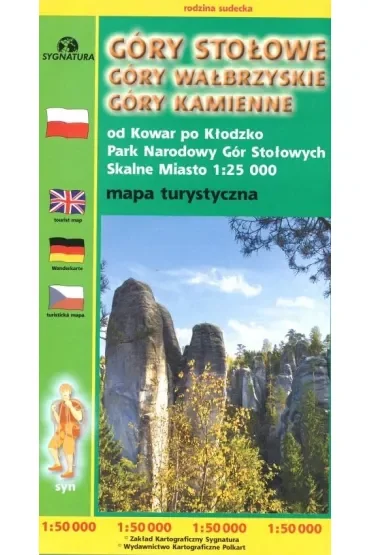 Mapa tur. Góry Stołowe, Wałbrzyskie, Kamienne