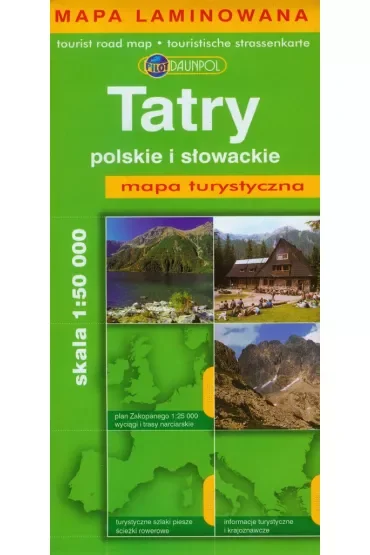 Mapa tur. - Tatry polskie i słowackie laminat