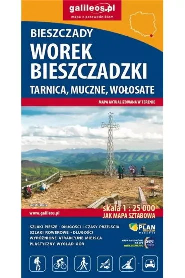Bieszczady. Worek Bieszczadzki, Tarnica, Muczne, Wołosate. Mapa turystyczna 1:25 000