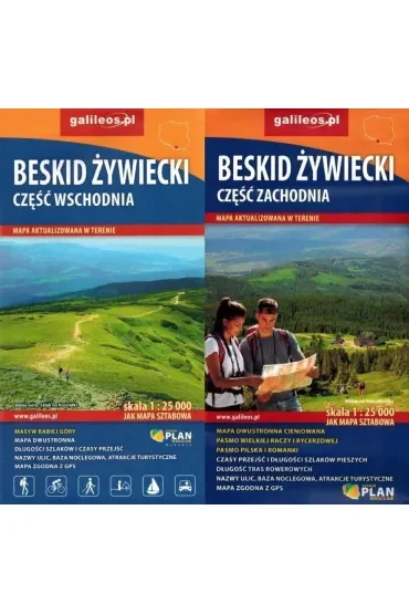 Mapa turystyczna. Beskid Żywiecki. Część wschodnia i zachodnia 1:25 000 (dwustronna)