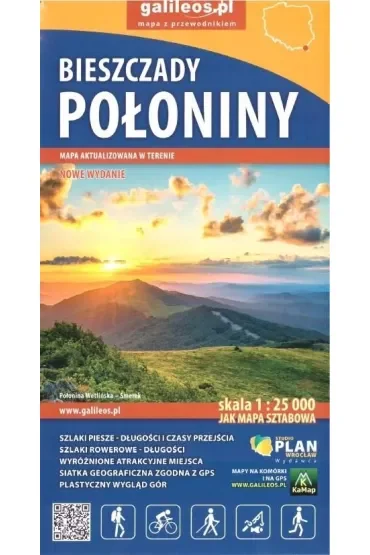 Bieszczady Połoniny. Mapa turystyczna w skali 1:25 000