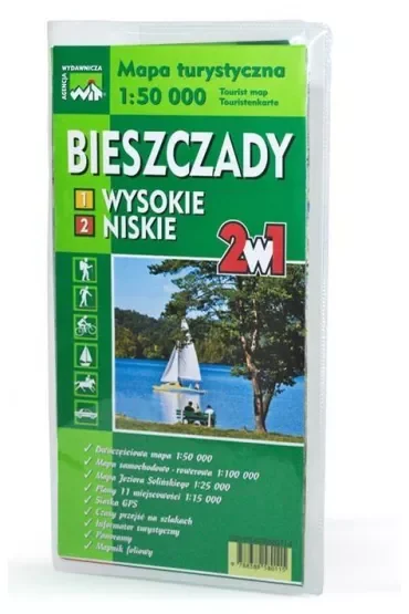 Mapa turystyczna Bieszczady Wysokie i Niskie 2w1 1:50 000
