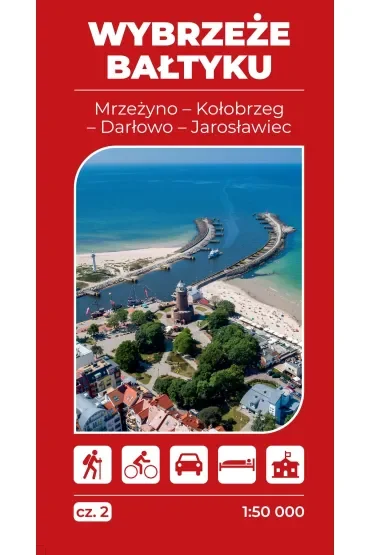 Mapa turystyczna Wybrzeże Bałtyku 2 Mrzeżyno Kołobrzeg Jarosławiec 1:50 000