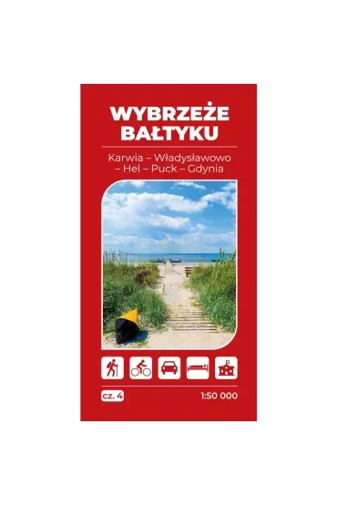 Mapa turystyczna Wybrzeże Bałtyku 4 Karwia Władysławowo Hel Gdynia  1:50 000