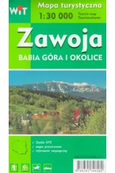 Mapa turystyczna Zawoja, Babia Góra i okolice 1:30 000
