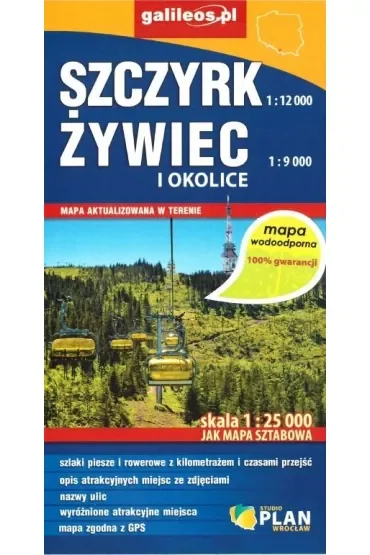 Mapa wodoodporna - Szczyrk, Żywiec i okolice