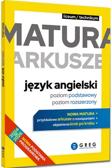 Język angielski. Matura. Arkusze. Poziom podstawowy i rozszerzony 2026