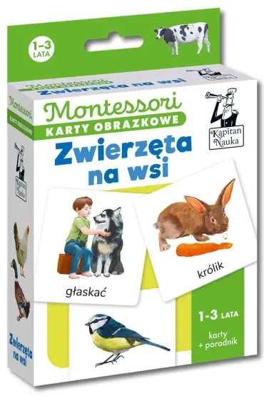Zwierzęta na wsi. Montessori. Karty obrazkowe (1-3 lata). Kapitan Nauka