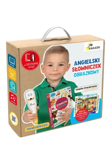 Mówiąca książka interaktywna ",Angielski słowniczek obrazkowy",. (zestaw z piórem Kakadu)
