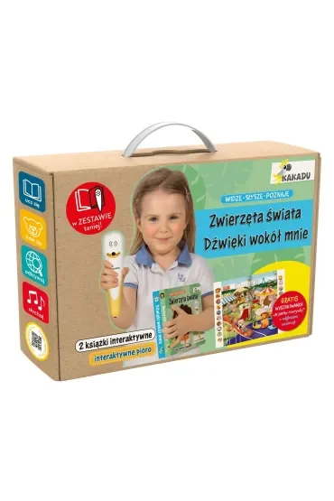 Mówiąca książka interaktywna „Widzę, słyszę, poznaję. Dźwięki wokół mnie i Zwierzęta świata” (zestaw z piórem Kakadu)