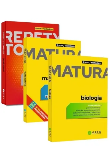 Pakiet Matura 2026: Język polski. Repetytorium, Matematyka. Repetytorium maturalne, Biologia. Repetytorium maturalne. Poziom rozszerzony