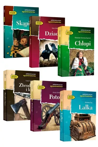 Pakiet lektur: Skąpiec, Dziady, Chłopi, Zbrodnia i kara, Potop, Lalka