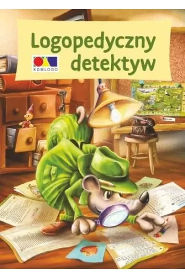 Pakiet Logopedyczny Detektyw: Wiersze i opowiadania, Ćwiczenia rozwijające myślenie i mowę dziecka, krzyżówki, plakaty, etykiety, figurka szczurka Jurka, lupa