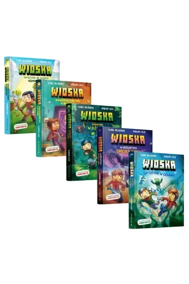 Pakiet Minecraft. Wioska. Tomy 1-5: Uwięzieni na Wyspie Szmaragdów, Niebezpieczeństwo w Netherze, Zagubieni w dżungli, W królestwie Smoka Endu, Zatopieni w oceanie