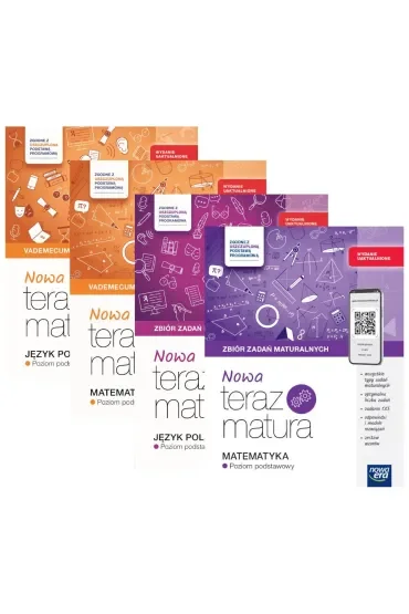 Pakiet Matura 2026: Nowa Teraz matura. Vademecum. Poziom podstawowy: Język polski i Matematyka, Nowa Teraz matura. Zbiór zadań maturalnych: Język polski. Matura pisemna. Poziom podstawowy i rozszerzon