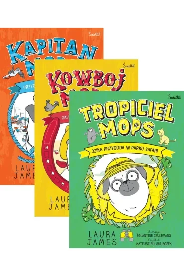 Pakiet: Przygoda na pełnym morzu. Kapitan Mops, Galopem po zwycięstwo. Kowboj Mops, Dzika przygoda w parku safari. Tropiciel Mops