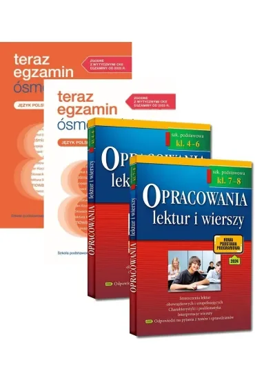 Pakiet: Teraz egzamin ósmoklasisty. Repetytorium i Arkusze, Egzamin ósmoklasisty. Lektury. Opracowania i zadania