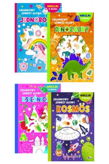 Pakiet Zagadkowy zawrót głowy: Jednorożce, Księżniczki, Dinozaury, Kosmos