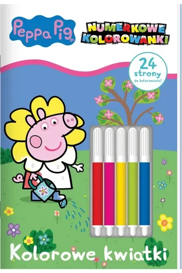 Peppa Pig. Numerkowe kolorowanki. Kolorowe kwiatki