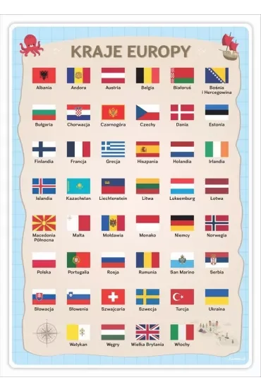 Plakat edukacyjny - Kraje Europy A3