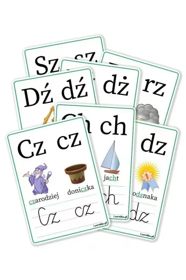 Plansze edukacyjne A4 - Dwuznaki 7 kart