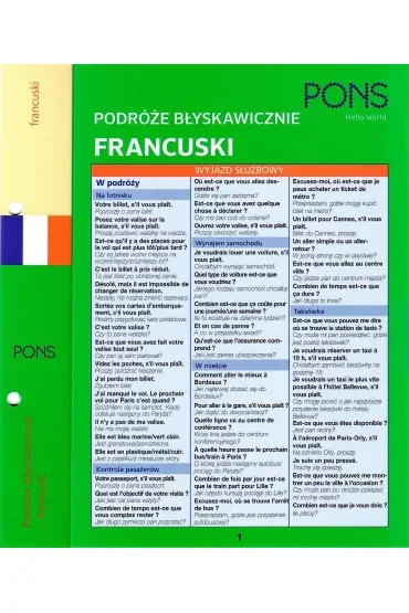 Błyskawicznie podróże francuski PONS