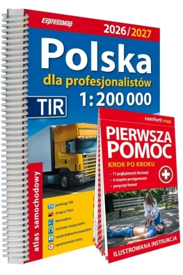 Polska Atlas Samochodowy dla Profesjonalistów 1:200 000 + Pierwsza Pomoc 2025/2026