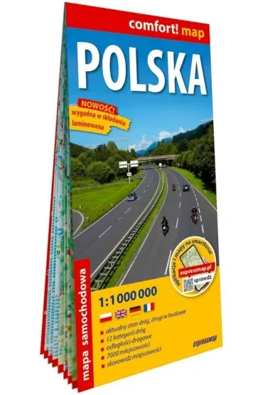 Polska laminowana mapa samochodowa 1:1 000 000