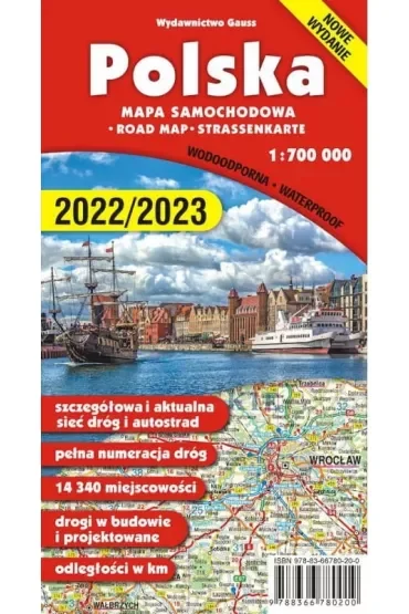 Polska. Mapa samochodowa 1:700 000. Wydanie foliowane