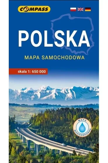 POLSKA laminowana mapa samochodowa 1:650 000