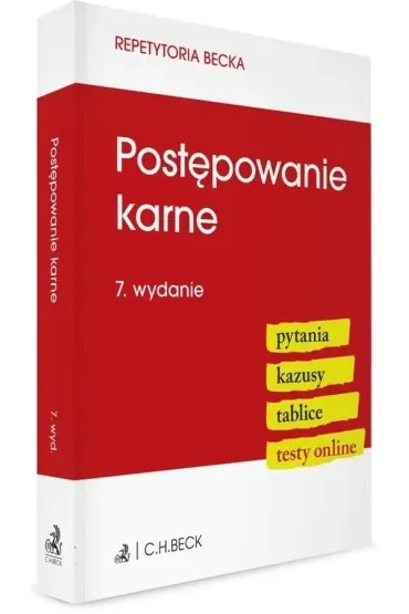 Postępowanie karne. Pytania, kazusy, tablice, testy online