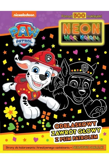 Psi Patrol. Neon. Moc koloru 2. Odblaskowy zaawrót głowy z Psim Patrolem