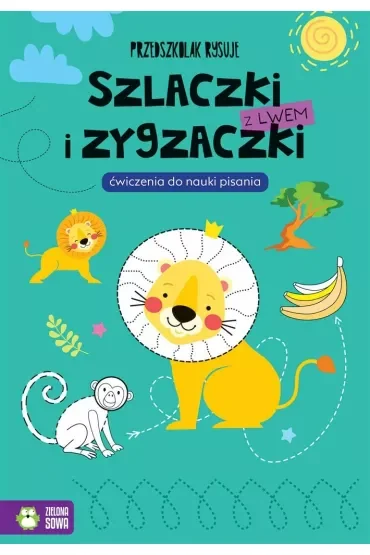 Szlaczki i zygzaczki z lwem. Ćwiczenia do nauki pisania. Przedszkolak rysuje