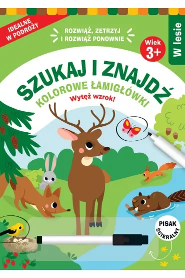 Szukaj i znajdź. Kolorowe łamigłówki. W lesie