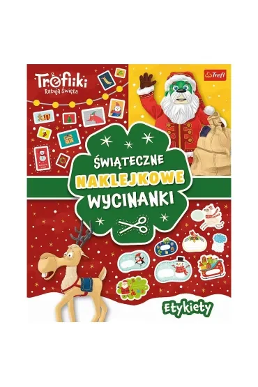 Etykiety. Trefliki ratują święta. Świąteczne naklejkowe wycinanki