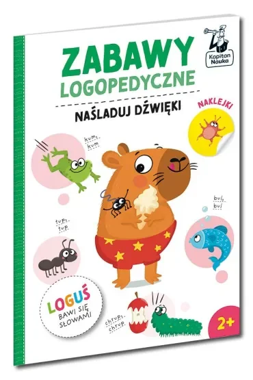 Naśladuj dźwięki. Kapitan Nauka. Zabawy logopedyczne. Loguś bawi się słowami