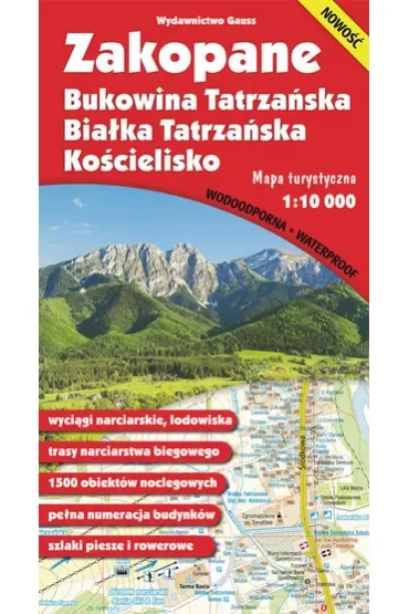 Zakopane, Bukowina, Białka i Kościelisko. Mapa foliowana