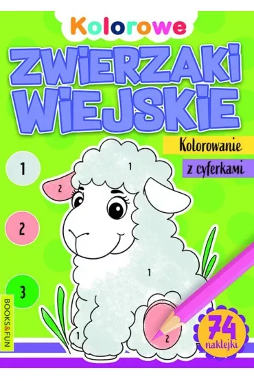Zwierzaki wiejskie. Kolorowanie z cyferkami